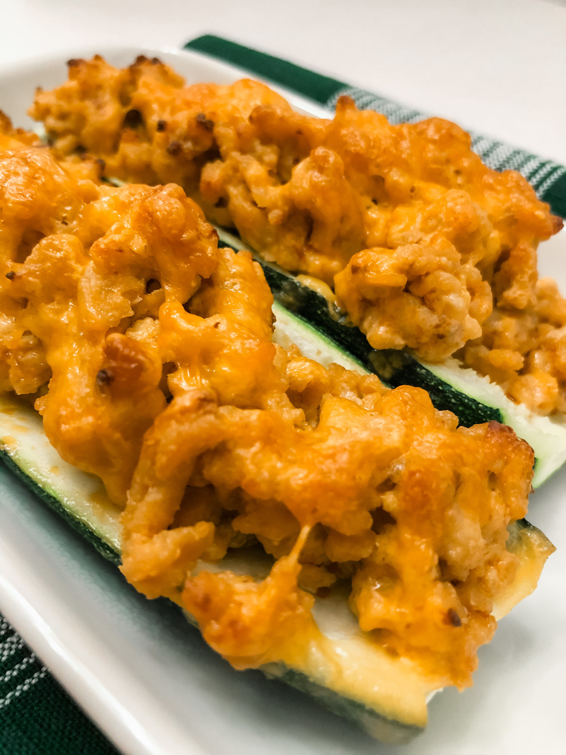 Buffalo Chicken Stuffed Zucchini