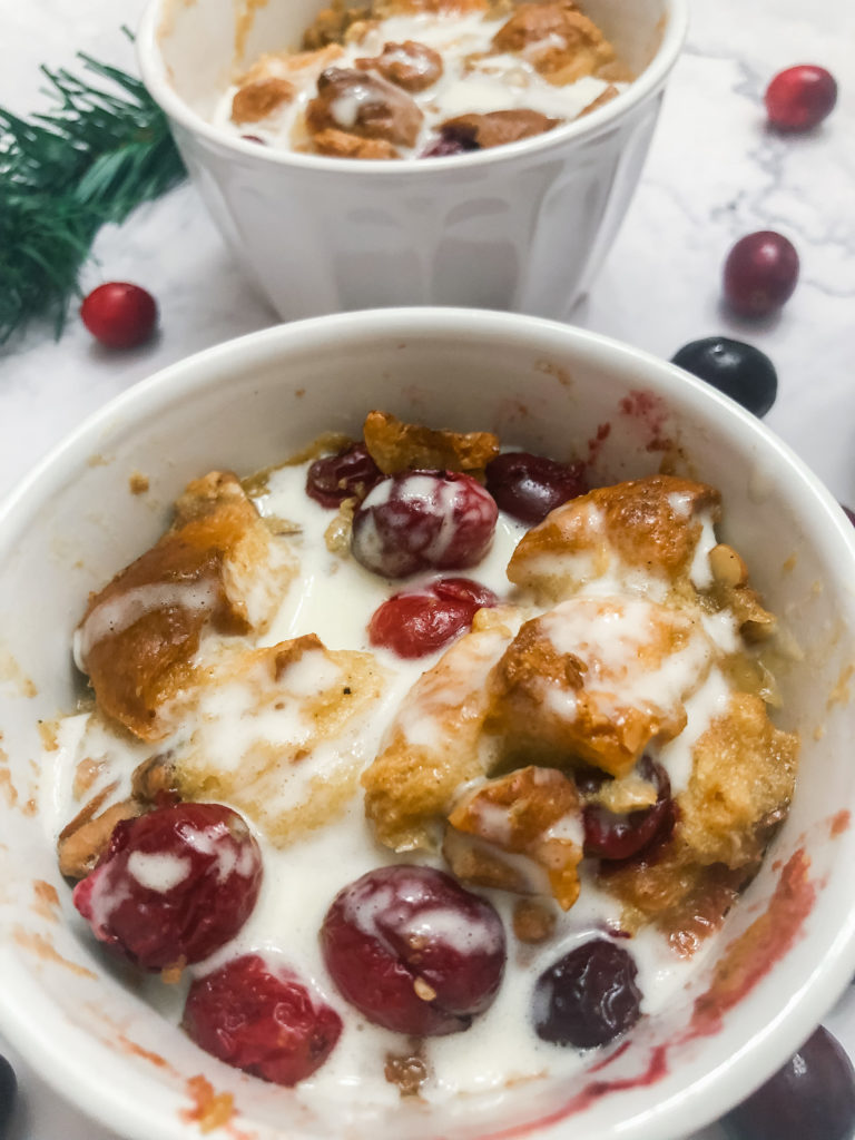 Cranberry Eggnog Bread Pudding