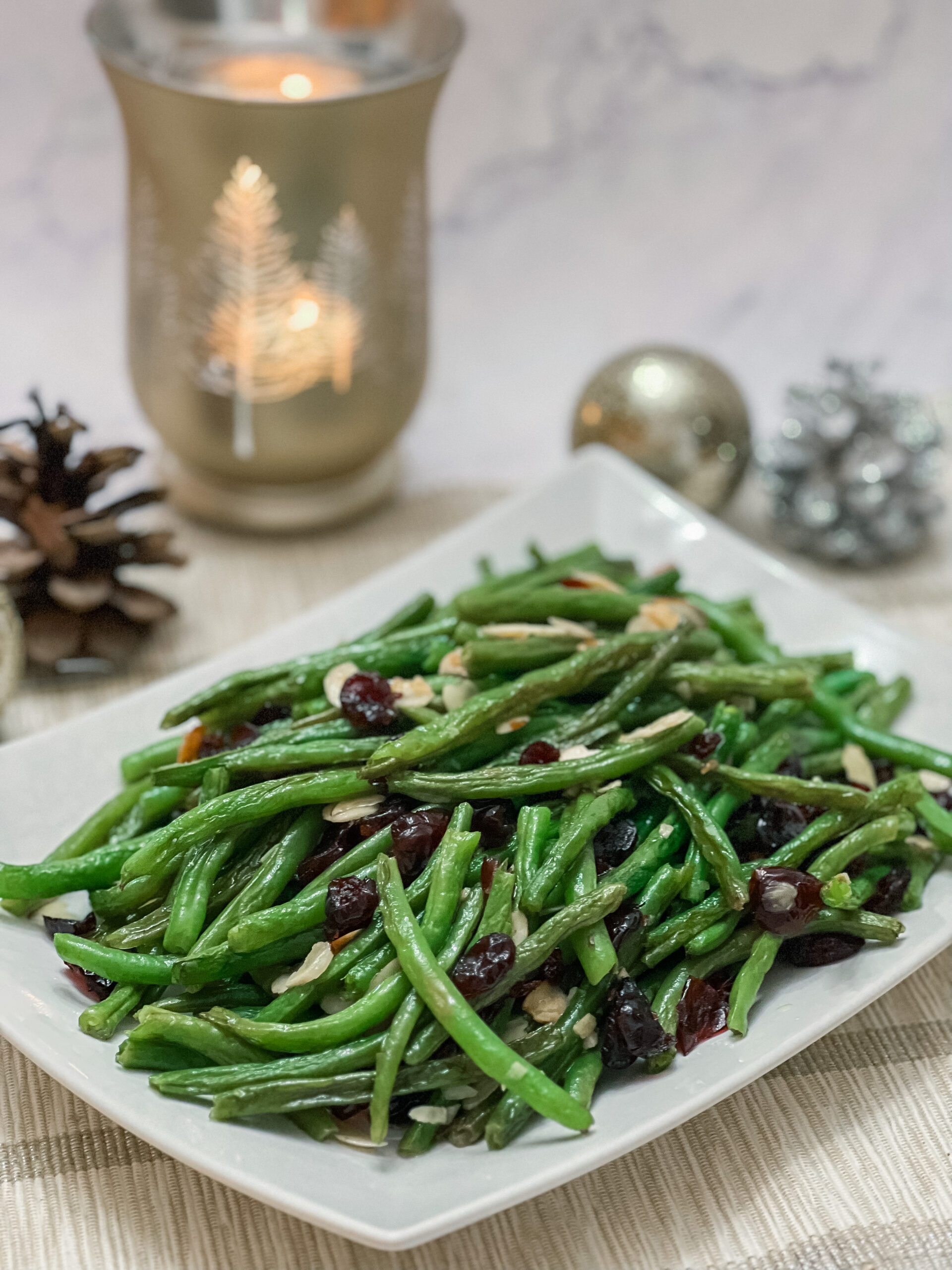 Roasted Green Beans with Cranberries & Almonds