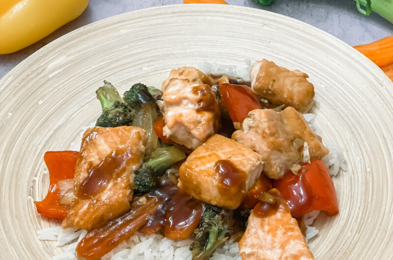 Sheet Pan Roasted Salmon & Veggie Teriyaki