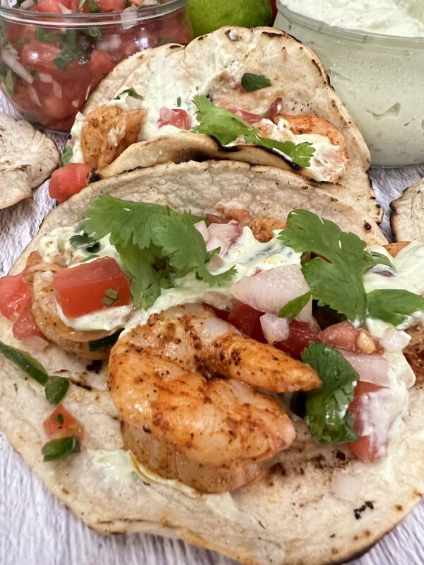 Chili Lime Shrimp Tacos w/ Pico de Gallo